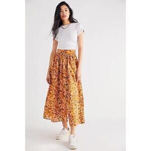 NWT Free People Kinga Csilla Callista Floral Midi Maxi Marigold Pink Skirt XS